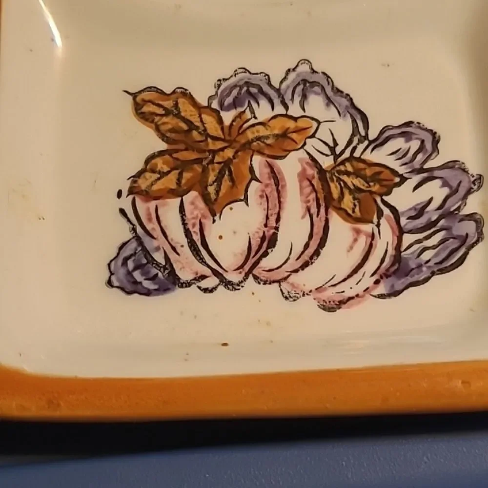 Ceramic Spoon Rest with Orange and White Design